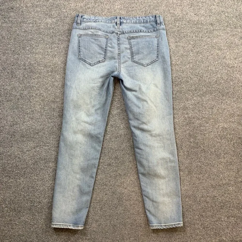 Free People Jeans Womens 29 Light Denim‎ Skinny Ankle Destroyed Busted Knee